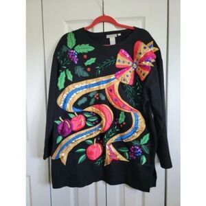 Accessory Lady‎ Vintage Sweater Size Medium Colorful Appique & Beading